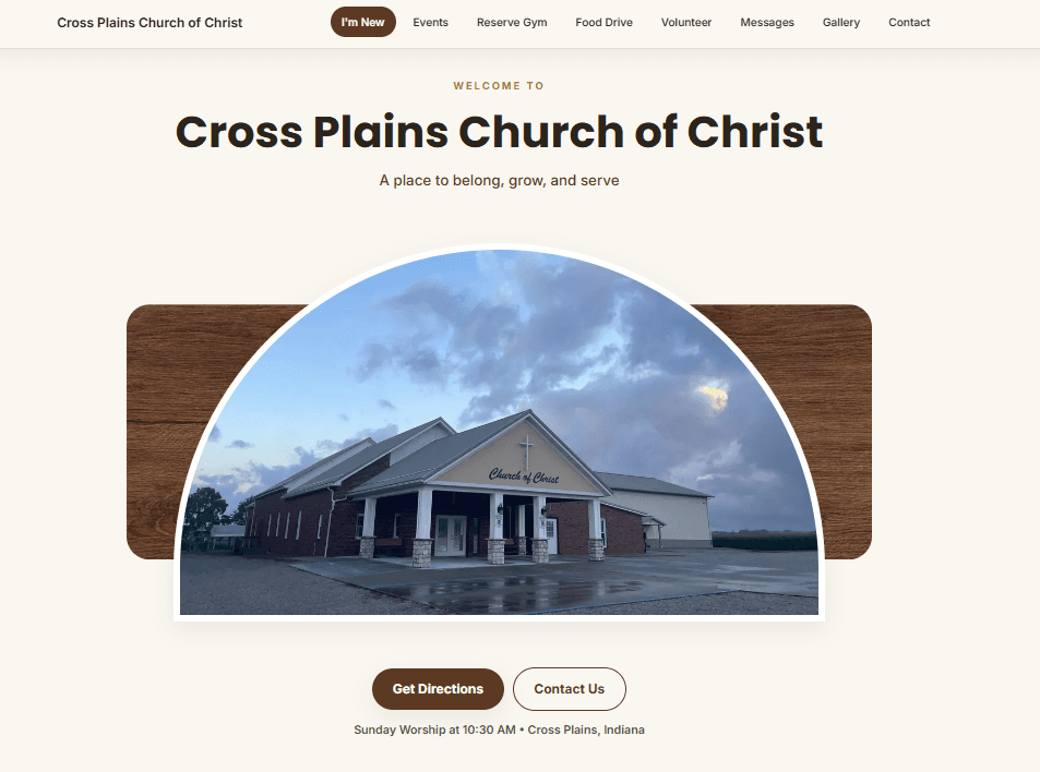 Cross Plains Church of Christ website preview